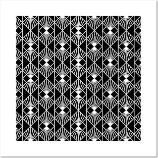 Art Deco Pattern no 91 - Black and White - Geometric Motifs Posters and Art